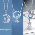 Elegante zilveren ketting met ster- en maanhangers en sprankelende kristallen voor dames - Zwevende Maan + Droomjager Ster Maan + Ster Maan Universum / Eenvoudige Verpakking