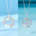 Set elegante zilveren kettingen met slang- en vispendants voorzien van zirkonia. - Slang Maan + Dolfijn Metgezel Stijl (Geschenkverpakking)
