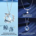 Selectie van 3 elegante walvis parelkettingen met zilveren kettingen en zirkoon bedels - Walvisval, Bloementak & Paarse Ster Stijl (Geschenkdoos)