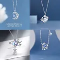 Elegante zilverkleurige kettingen met maan- en sterhangers en blauwe stenen voor haar - Zwevend + Dromerig + Ster Maan + Droomjager / Cadeaubonset (Set van 4) / Zilver