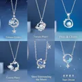 Elegante sterling zilveren halskettingen met ster- en maanhangers voor dames cadeau - Melkweg + Dromerig + Pluto + Universum + Sterren Rondom + Droomjager / Cadeaubonset (Set van 6) / Zilver
