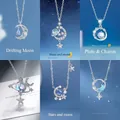 Elegante hemelse ster en maan hanger ketting in zilveren afwerking voor dames - Zwevend + Melkweg + Pluto + Ster Maan + Sterren Rondom + Droomjager / Cadeaubonset (Set van 6) / Zilver