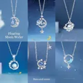 Elegante ster en maan hanger kettingen in zilveren afwerking voor dames, diverse ontwerpen - Zwevend + Melkweg + Dromerig + Pluto + Sterren Rondom + Droomjager / Cadeaubonset (Set van 6) / Zilver