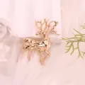 Macro view of a geometric gold deer brooch with elegant faceted details for Christmas - Gold Geometric Deer (D2-3-6744)