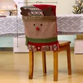 Festive reindeer Christmas chair cover with plush antlers and green scarf design - Series 017-Elk(017-Elk)