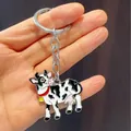 Mignon porte-clés émaillé en forme de vache avec taches noires et blanches pour sac - Vache Laitière