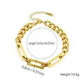 Goudkleurige titanium stalen ketting met rechthoekige schakels en afmetingen. - Armband / Goud
