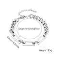 Minimalistische zilveren titanium stalen schakelketting choker voor dames trendy - Armband / Zilver