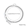 Zilveren titanium stalen schakelketting, 0,8 cm breed met verstelbare lengte 45 cm - Ketting / Zilver