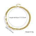 Gouden geschakelde ketting van roestvrij staal met verschillende schakels en sluiting - Ketting / Goud