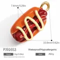 Hypoallergenic enamel hot dog pendant alloy accessory for DIY necklace jewelry - Hot Dog/Red Yellow Gold