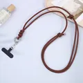 Verstelbaar bruin gevlochten lederen telefoonkoord met metalen karabijnsluiting - K3584 adjustable pu braided cord crossbody bag - coffee / Crossbody ketting