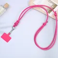 Verstelbaar geweven leren telefoonkoord in felroze met metalen clip voor crossbody gebruik - K3586 adjustable pu leather cord crossbody chain - rose red / Crossbody ketting