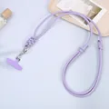 Lila gevlochten lederen telefoonkoord met verstelbare knopen en een metalen clip - K3587 adjustable pu leather cord crossbody chain - purple / Crossbody ketting