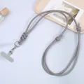 Verstelbare gevlochten lederen telefoonkabel in grijs met metalen clip en patch - K3591 adjustable pu leather crossbody chain strap - gray / Crossbody ketting