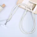 Verstelbaar wit gevlochten lederen crossbody telefoonkoord met zilveren haak - K3594 adjustable pu leather crossbody chain - white / Crossbody ketting