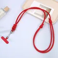 Verstelbare rode gevlochten lederen telefoonkoord met metalen sluiting en T-stuk - K3599 adjustable pu leather cord crossbody chain - red / Crossbody ketting