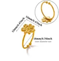 Elegant 18K gold plated stainless steel adjustable open ring with flower design charm - Adjustable Open / Hammered Flower Style (JZ10342) / Gold