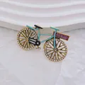 Close-up of vintage bicycle brooch with blue enamel and sparkling rhinestones - Light Blue Enamel Basket Style (A5)