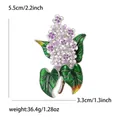 Vintage Lila Flieder Blume Brosche Emaille Pin mit Größen- und Gewichtsangaben Details - Hellviolett