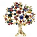 Broche arbre de vie aux strass colorés pour décoration festive de costume chic - Arbre de Vie Doré (A6-4-5448) / Or
