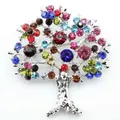 Broche Arbre de Vie avec strass colorés pour accessoires de costume de fête de Noël - Arbre de Vie Argenté (A6-4-5448) / Argent