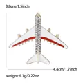 Elegante Flugzeugbrosche aus Legierung mit Strasssteinen und genauen Größenangaben - Rot