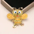 Lindo broche de abeja con diamantes de imitación amarillos y alas de esmalte, joya. - Estilo Abeja de Dibujos Animados Amarillo / Amarillo