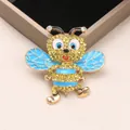 Exquisito broche de abeja con pedrería amarilla y alas de esmalte azul accesorio - Estilo Abeja de Dibujos Animados Azul / Azul