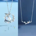 Zilveren walvisstaart parelketting en elegante bamboetak ontwerp hanger sieraden voor haar - Walvisval en Bamboe
