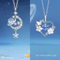 Elegante zilveren ster- maan- en bloemenhart-vormige kettinghangers voor vrouwen - Dromerige Sterrenrivier & Stralend van Vreugde