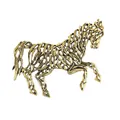 Vintage antique gold hollow horse brooch pin with artistic woven metal texture design - Antique Gold Hollow Horse (S2-2-8455)