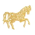 Unique golden hollow horse brooch pin with intricate wireframe artistic zodiac design - Hollow Gold Running Horse (S2-2-8456)