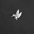 Elegant hummingbird brooch pin with blue enamel and sparkling rhinestones for women. - Blue And White Gradient Enamel Inlaid