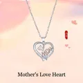 Elegante zilveren hartketting met MOM-hanger en fonkelend kristal in hartvorm - Eenvoudige Verpakking / Moederliefde Stijl