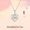 Elegante sterling zilveren hartketting met een sprankelende dansende steenhanger voor dames - Eenvoudige Verpakking / Hartslag Witte Stijl