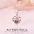 Elegant rose gold heart projection necklace with unique deer antler design for women - Antler Heart / Simple Packaging / Rose Gold