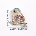 Elegant rhinestone bird brooch with colorful crystals, measures 2.8x2.5cm, ideal for clothing. - 2.8cm x 2.5cm / Multicolor Gemstone Gold Base