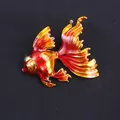 Elegant red and orange enamel goldfish brooch pin with vibrant koi design for fashion accessory. - Gradient Red Yellow (J3-4-927)