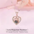 Elegante roségouden hartprojectieketting met Ik hou van jou in 100 talen voor dames - Hart Gewei Halsketting / Eenvoudige Verpakking