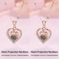 Heart-shaped projection necklace with reindeer antlers and stones in rose gold - Heart Antler + Heart Antler [Simple Packaging]