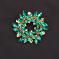 Elegant green rhinestone wreath brooch pin with sparkling marquise crystals for suits - Emerald Green Wreath
