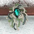 Elegante luxe vintage broche met smaragdgroene kristal en fijne strass steentjes dames - Smaragdgroene Waterdruppel Stijl