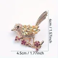 Exquisite bird brooch adorned with yellow and clear rhinestones measuring 4.5x4cm - Bird Perched on Flower Branch (H2-4-2259)