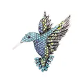 Elegante vliegende kolibrie broche speld met fonkelende blauwe en groene kristallen - Blauw en Groen Gradiënt Zilveren Basis
