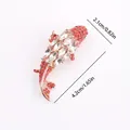 Red and white rhinestone goldfish koi fish brooch in gold finish with size markings. - Red and White Rhinestone Koi (B3-3-5930)
