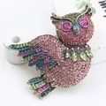 Bunte Strass Eule Brosche mit Antikgold Finish luxuriöse Tier Reversnadel - Vintage Mehrfarbige Pave Strass Eule (O5-4-5422)