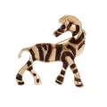 Vintage gold-toned zebra brooch with brown enamel stripes for men's fashion accessory - Gold Drip Oil Zebra Style (S1-2-8359)