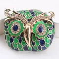 Exquisite Luxus-Eulen-Brosche in Grün und Blau mit funkelnden klaren Strasssteinen - Grün Blau Farbverlauf Emaille Eule (N9-1-4839)