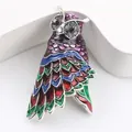 Funkelnde Eulen-Brosche mit bunten Emaille-Flügeln und luxuriösen Strass-Augen - Bunte Emaille Vintage Eule (R6-6-7971)